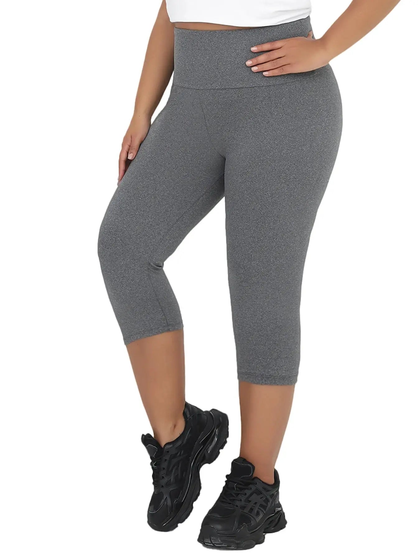 Leggings capri grande taille pour femmes,
taille haute gainante Belle Amplitude