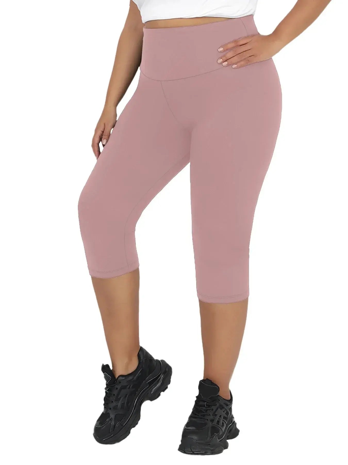 Leggings capri grande taille pour femmes,
taille haute gainante Belle Amplitude